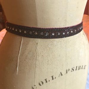 Beaded belt magenta velvet